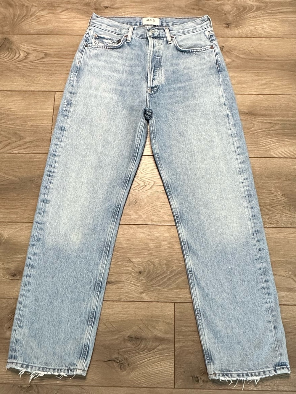 Agolde 90's High Rise Loose Button Fly Ankle Jeans Blue Size 27